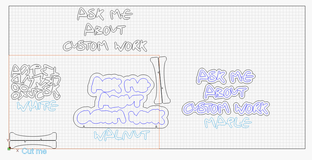 Lightburn layout of a layered sign
