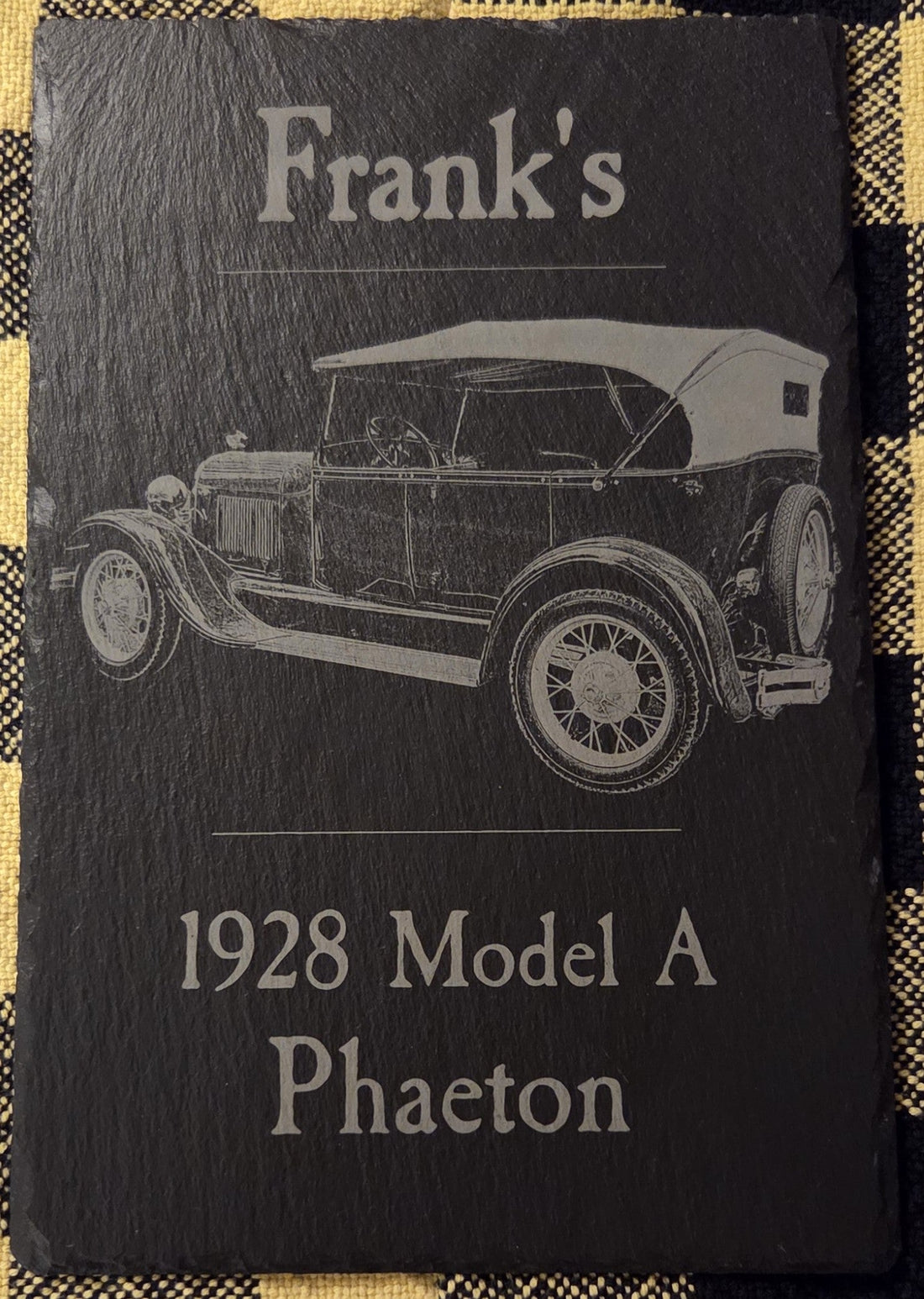 Frank’s 1928 Model A Phaeton, A Custom Slate Engraving