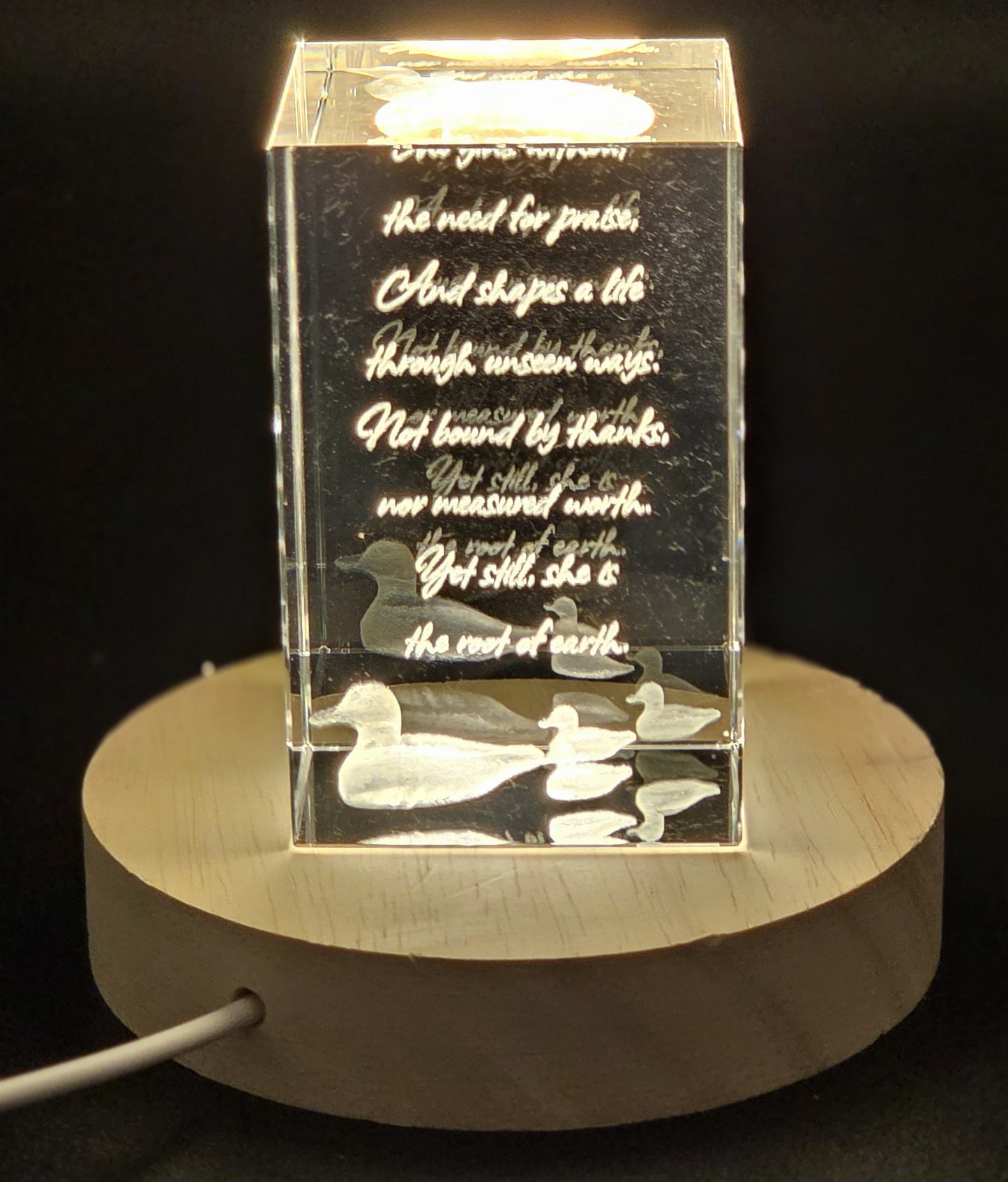 Mothers Day 3D Laser Engraved Crystal and LED Base Bundle