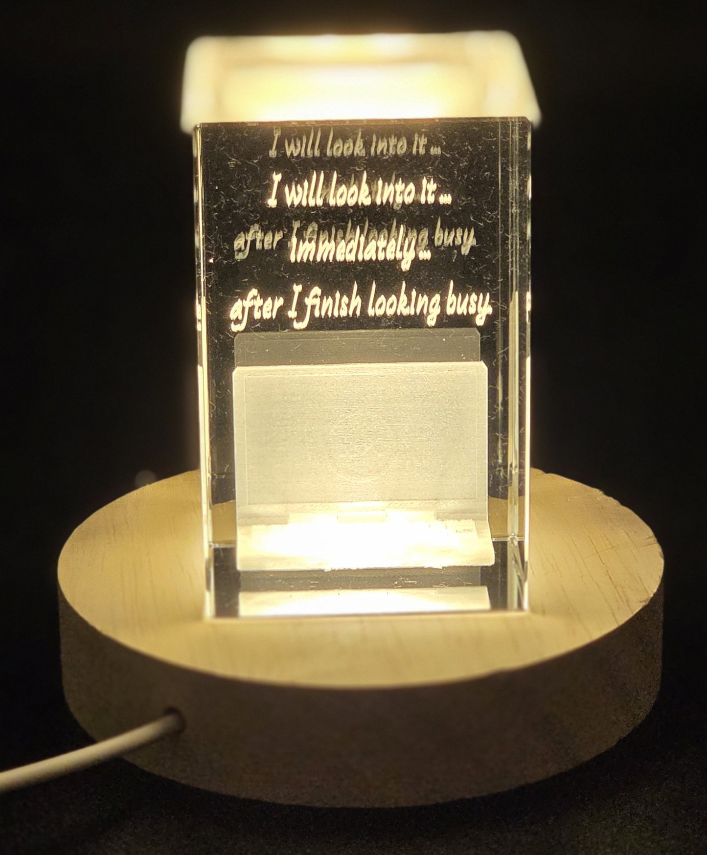 3D Laser Engraved Crystal and LED Base Bundle