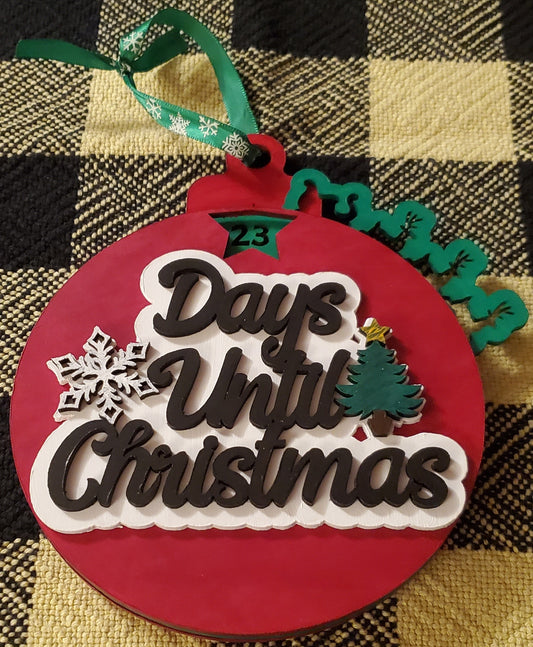 Decorative Christmas ornament with 'Days Until Christmas' countdown