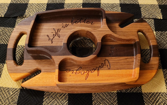 Rustic Wine Glass & Charcuterie Serving Board