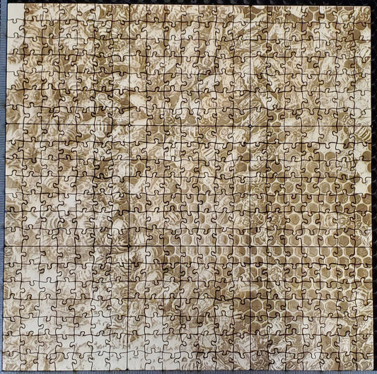 Jigsaw puzzle with a bee frame pattern
